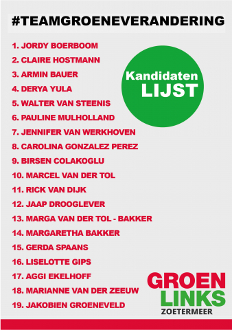 Groenlinks Kandidatenlijst