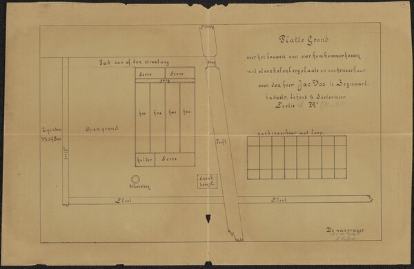 Tekeningen van de kassen van Jacobus Vos.