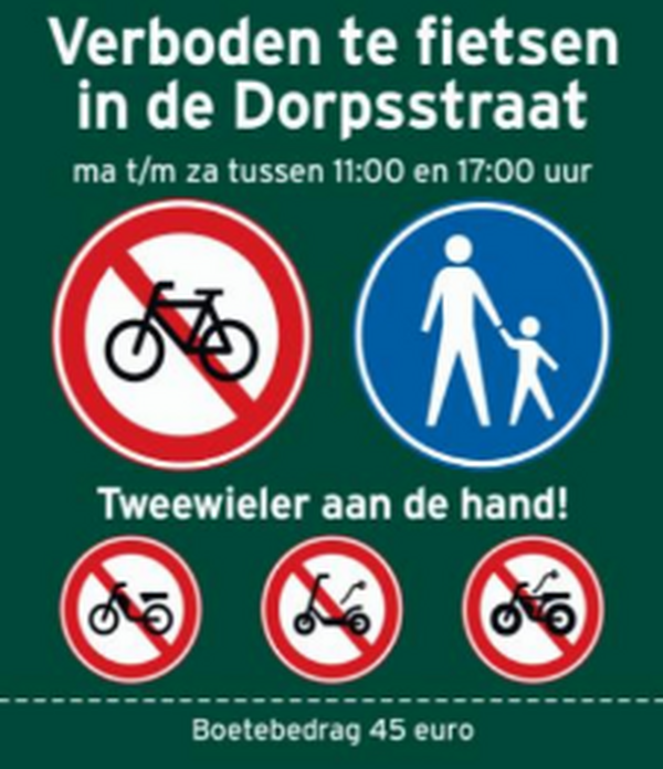 fietsen dorpsstraat verboden 