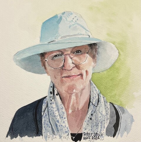 Aquarel Vrouw met hoed