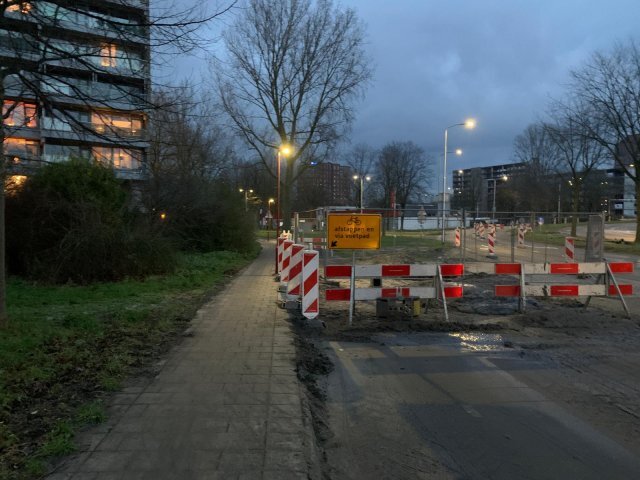 waterleidingbreuk meerzichtlaan fietspad dicht